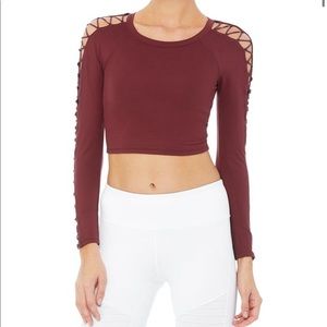 Alo Yoga -High Aline Long Sleeve Top- Dark Cherry